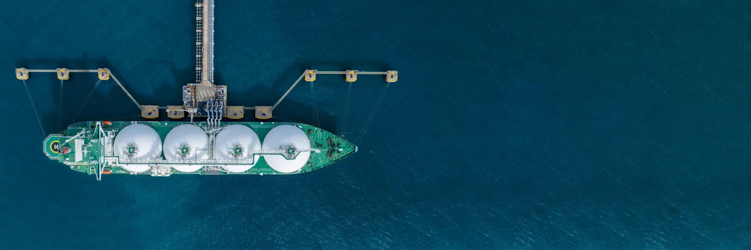 Aerial photo of a boat used to transport Liquified Natural Gas